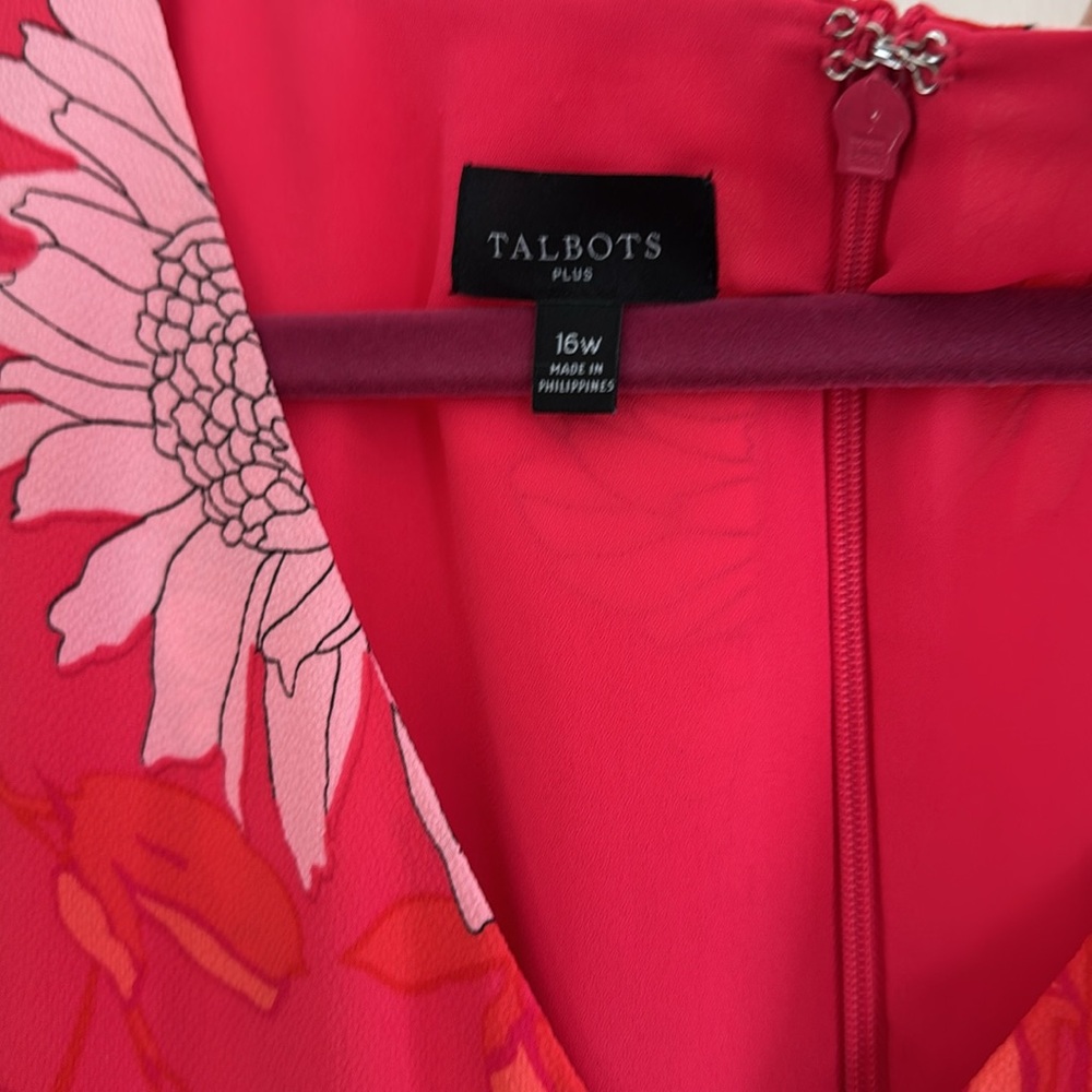 🌺Talbots Plus pink floral midi dress. Size 16W. - Picture 4 of 11